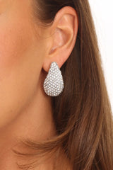 Nebula Pave Teardrop Earrings Silver Diamante