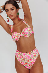 Harmonia High Waist Bikini Bottom Yellow Floral