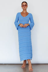 Meredith Long Sleeve Cut-Out Maxi Dress Blue