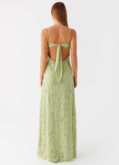 Celandine Beaded Maxi Dress - Lime